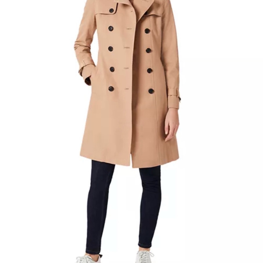 Elegant Tan Double-Breasted Women's Trench Coat